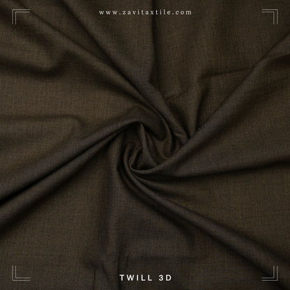 Brown twill fabric with 'Zavit Textile' branding and 'Twill 3D' text.